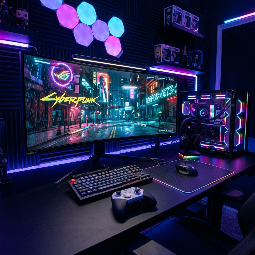 Modern computer gaming controller on desk